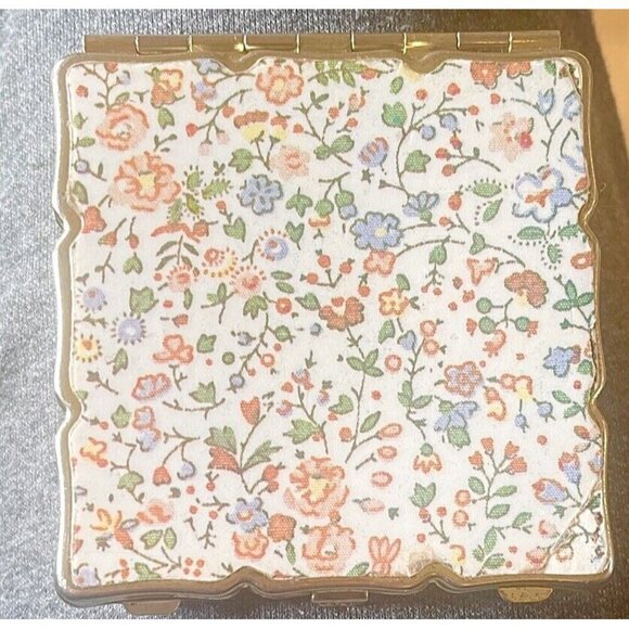 VINTAGE Vanity Mirrors Handheld/ Standing & Ditsy Floral Compact Japan Gold Tone - Picture 2 of 9